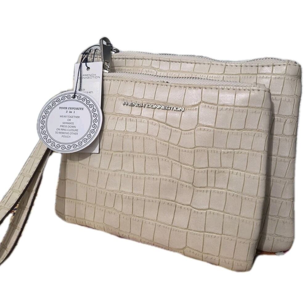 French Connection Dale Croco Double Slim Pouches Wristlet